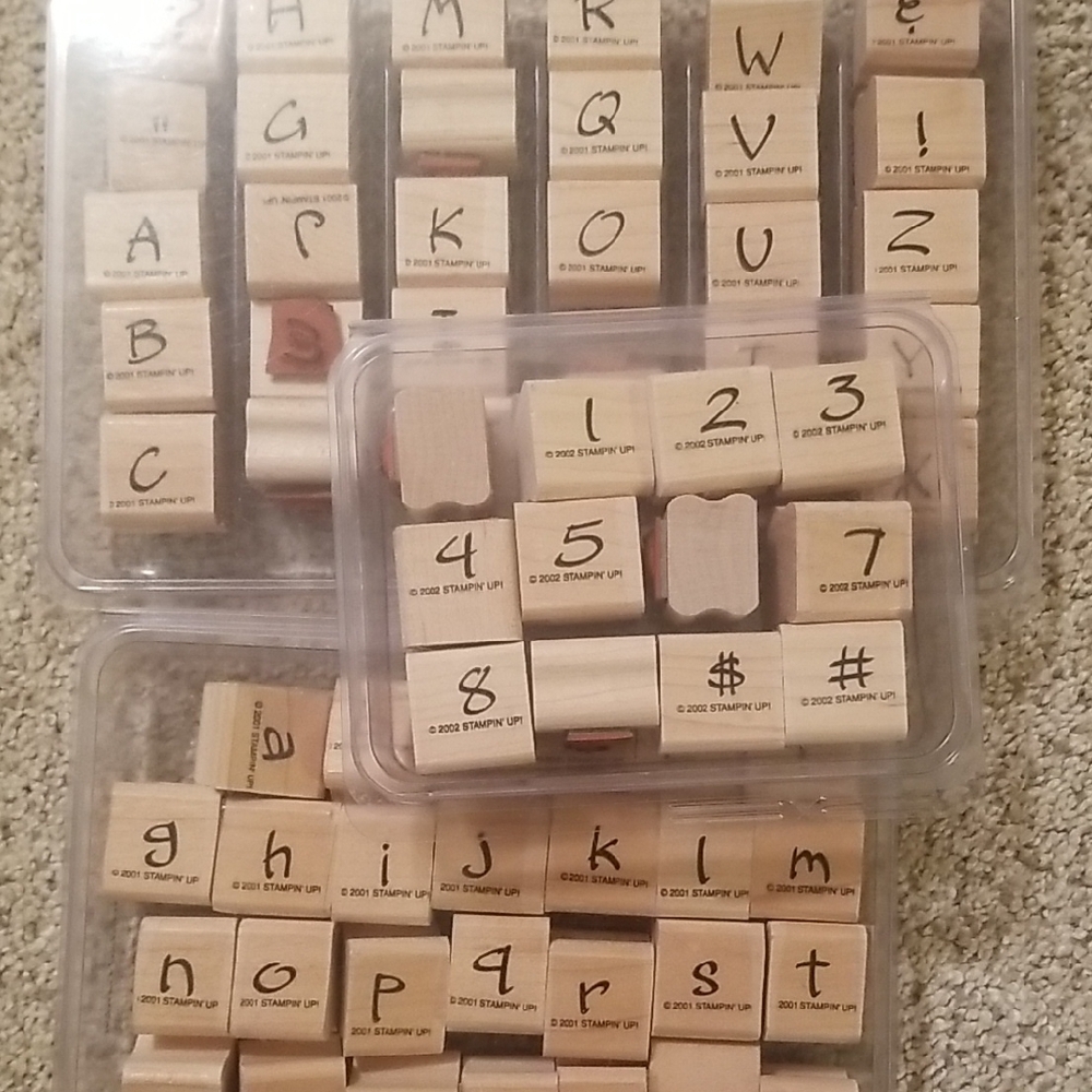 Stampin Up Brushstroke Alphabet and Number Wooden Stamps Set